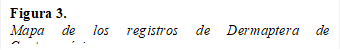Figura 3. 
Mapa de los registros de Dermaptera de Centroamérica.

